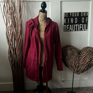 Gap Red Hooded Jacket With Drawstring Waist
